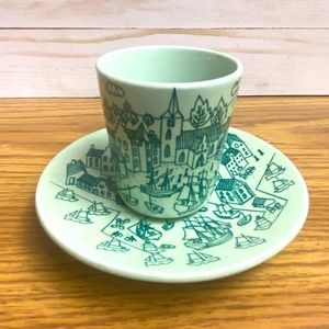 Vintage 1960s Nymolle Art Faience Hoyrup Demitasse Tea Cup & Saucer